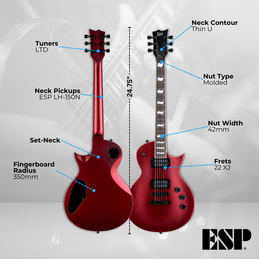 ESP LTD EC-256 Apple Red Satin Electric Guitar with Guitar Fit Case (2 Items)