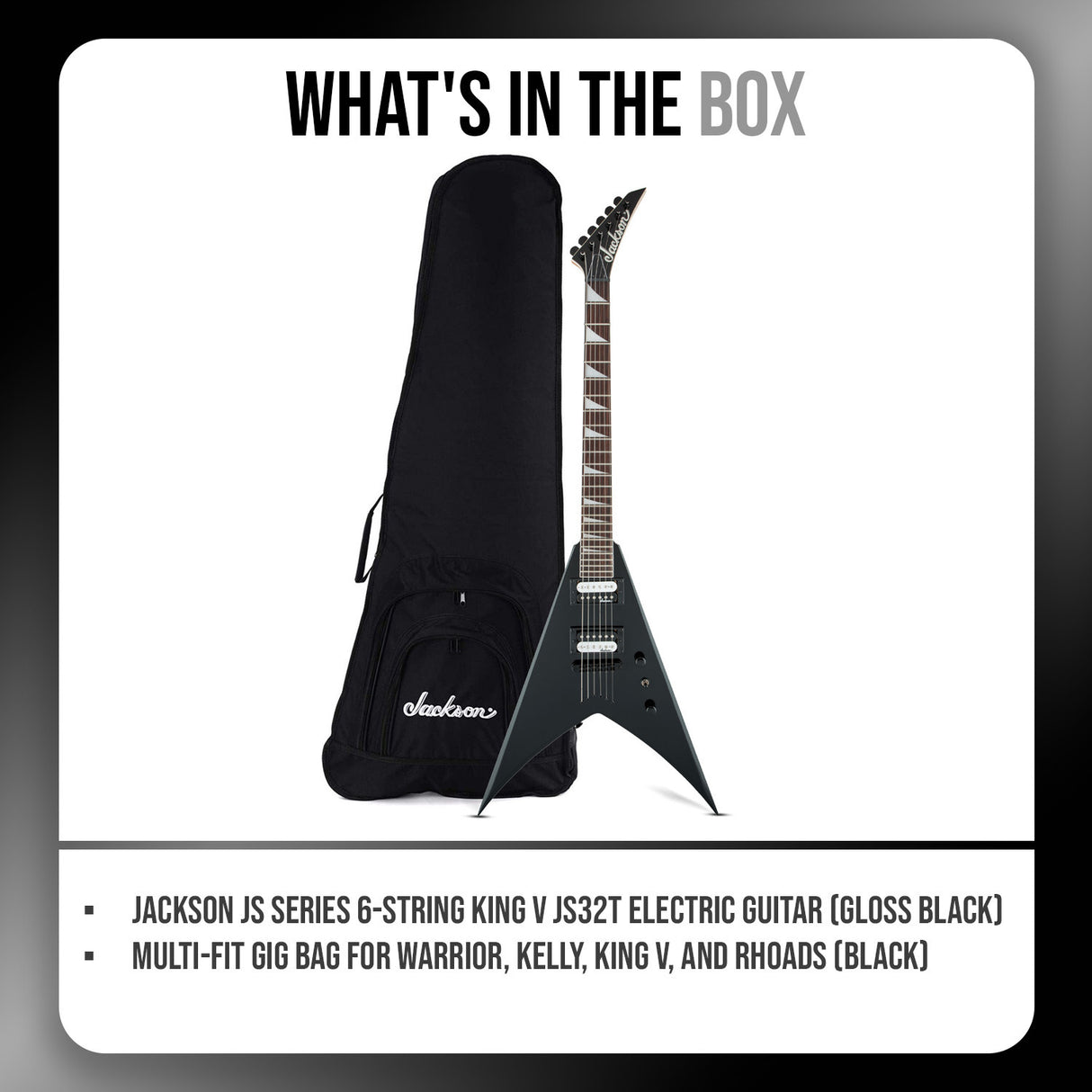 Jackson JS Series King V JS32T Gloss Black Electric Guitar with Gig Bag Bundle