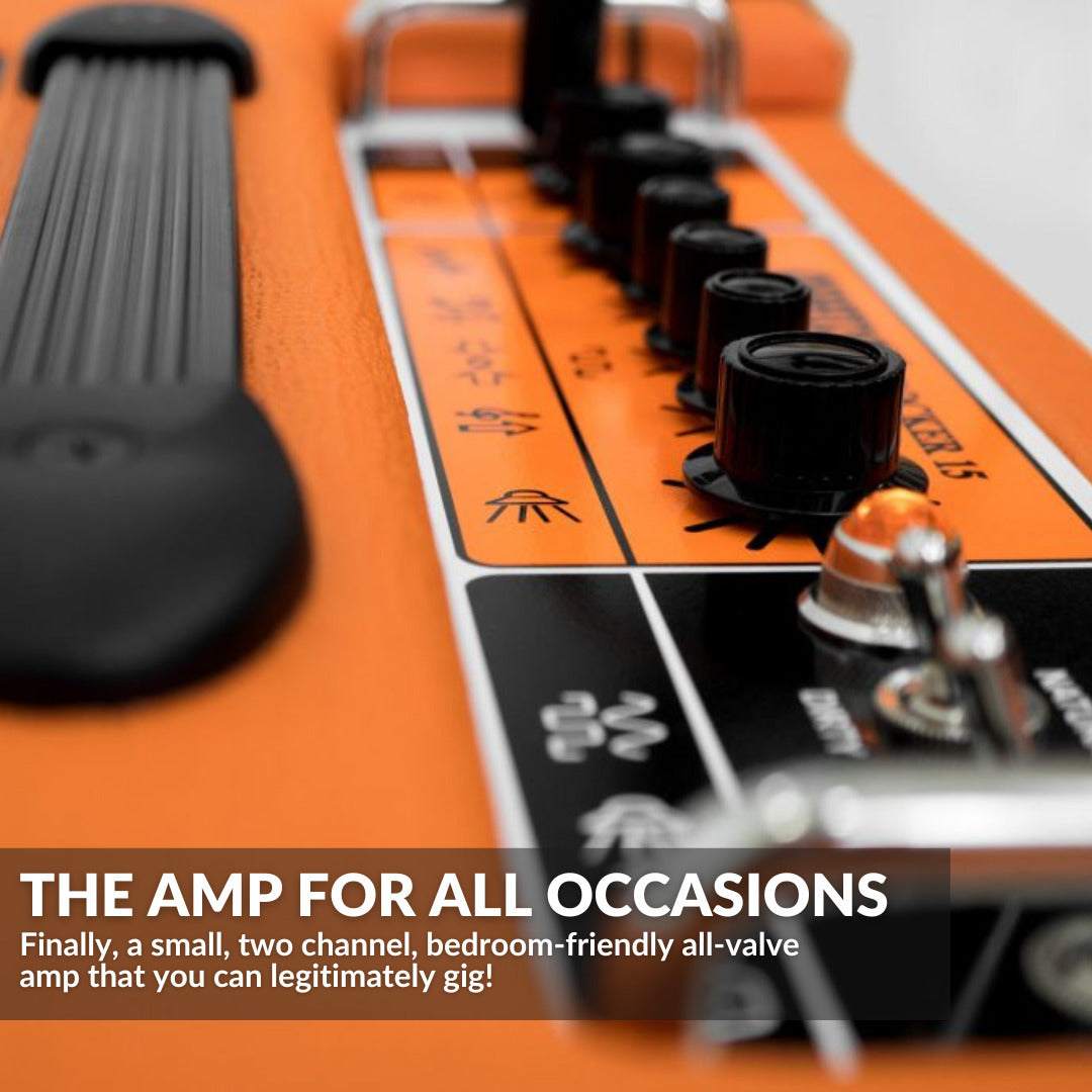 Orange Amplifiers Rocker 15 15W Combo Tube Guitar Amp with Guitar Cable Bundle