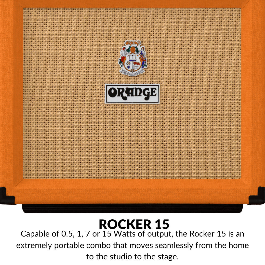 Orange Amplifiers Rocker 15 15W Combo Tube Guitar Amp with Guitar Cable Bundle
