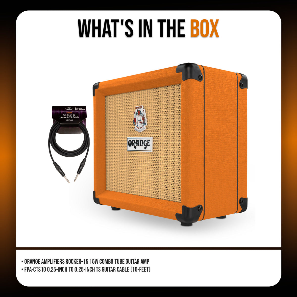 Orange Amplifiers Crush 12W Analogue Combo Amp with TS Guitar Cable Bundle