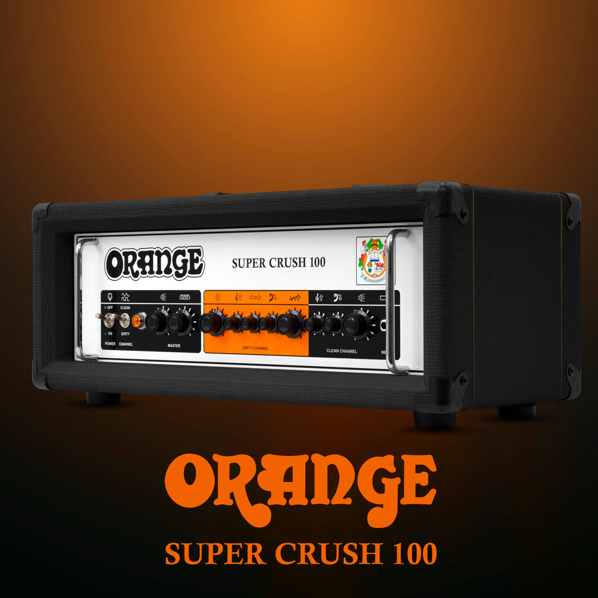 Orange Amps Super Crush 100W Amp Head (Black) with 10ft Guitar Cable (2 Items)