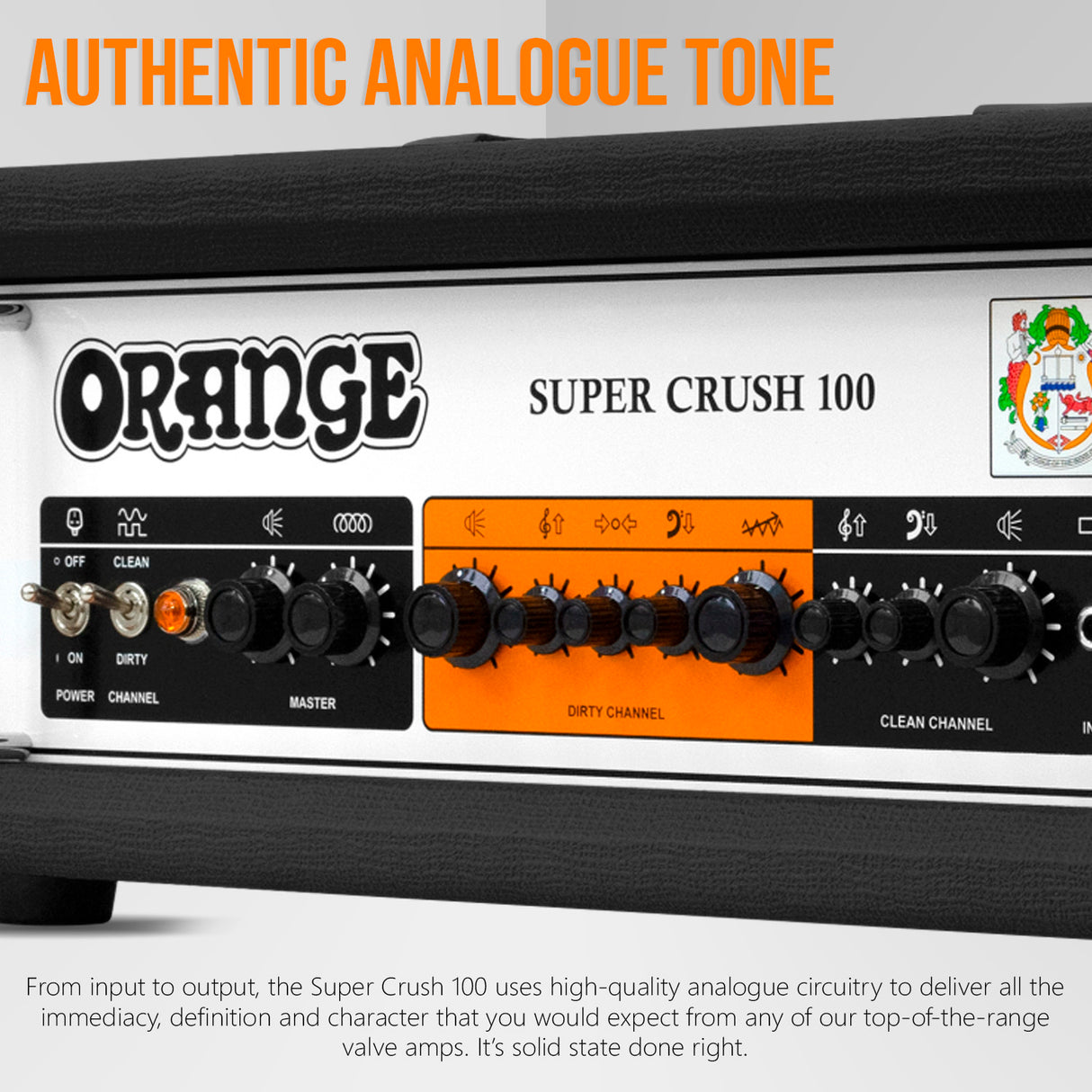 Orange Amps Super Crush 100W Amp Head (Black) with 10ft Guitar Cable (2 Items)