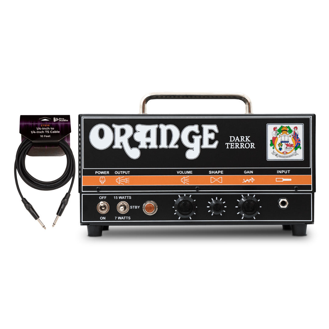 Orange Dark Terror 15W Compact Tube Amp with Guitar Cable Cable (2 Items)