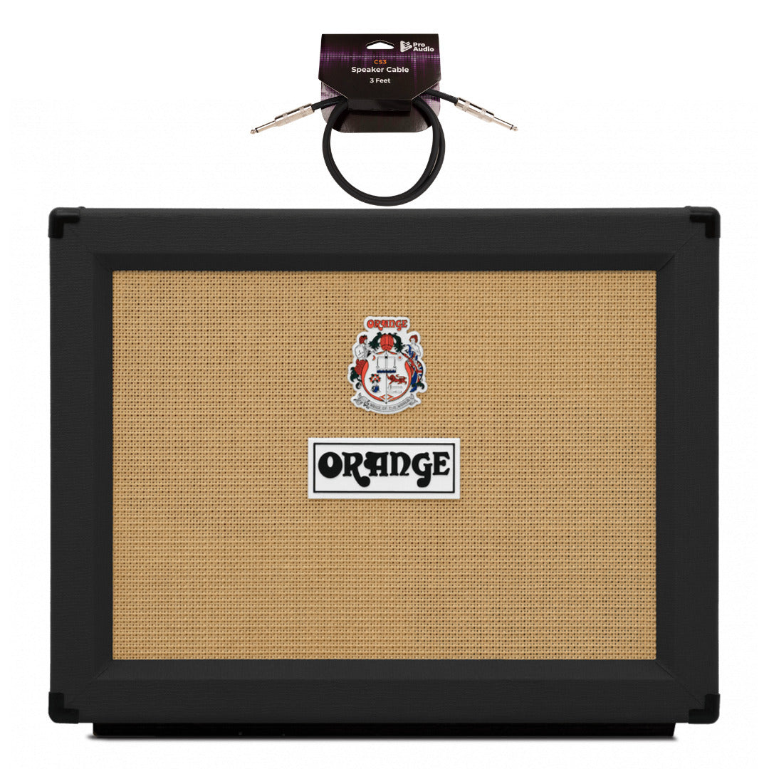 Orange PPC212OB 120W Open Back Cabinet (Black) with 3ft Speaker Cable (2 Items)