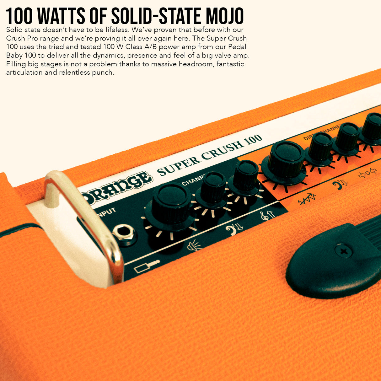 Orange Amps Super Crush 100W Guitar Amplifier Head Combo with Cable Bundle
