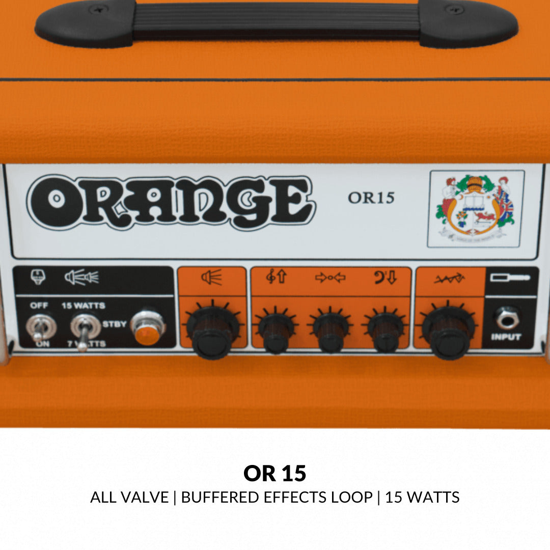 Orange Amps OR15 15W Single Channel Orange Guitar Amp Head and TS Cable Bundle