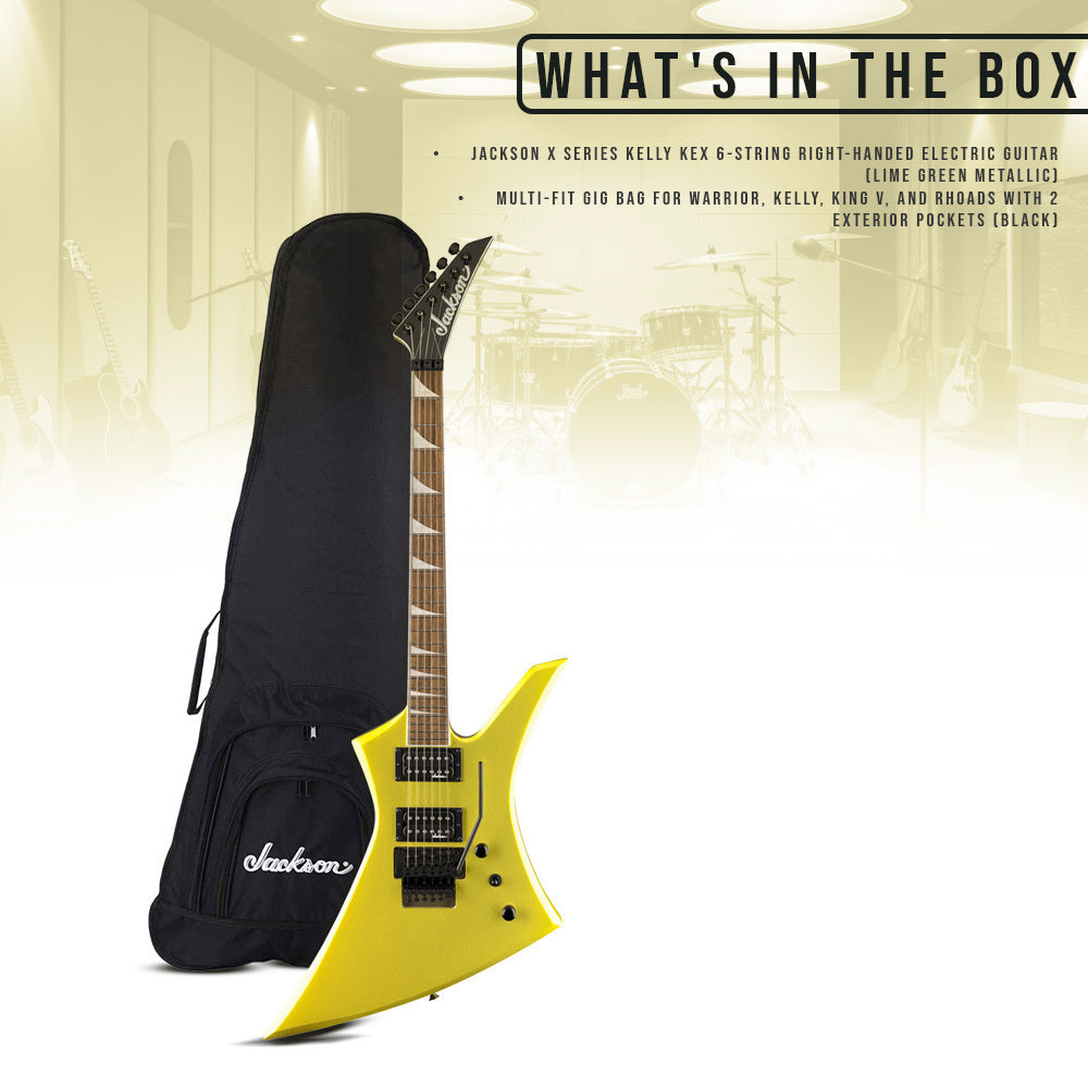 Jackson X Series Kelly KEX Lime Green Metallic Guitar and Black Gig Bag Bundle