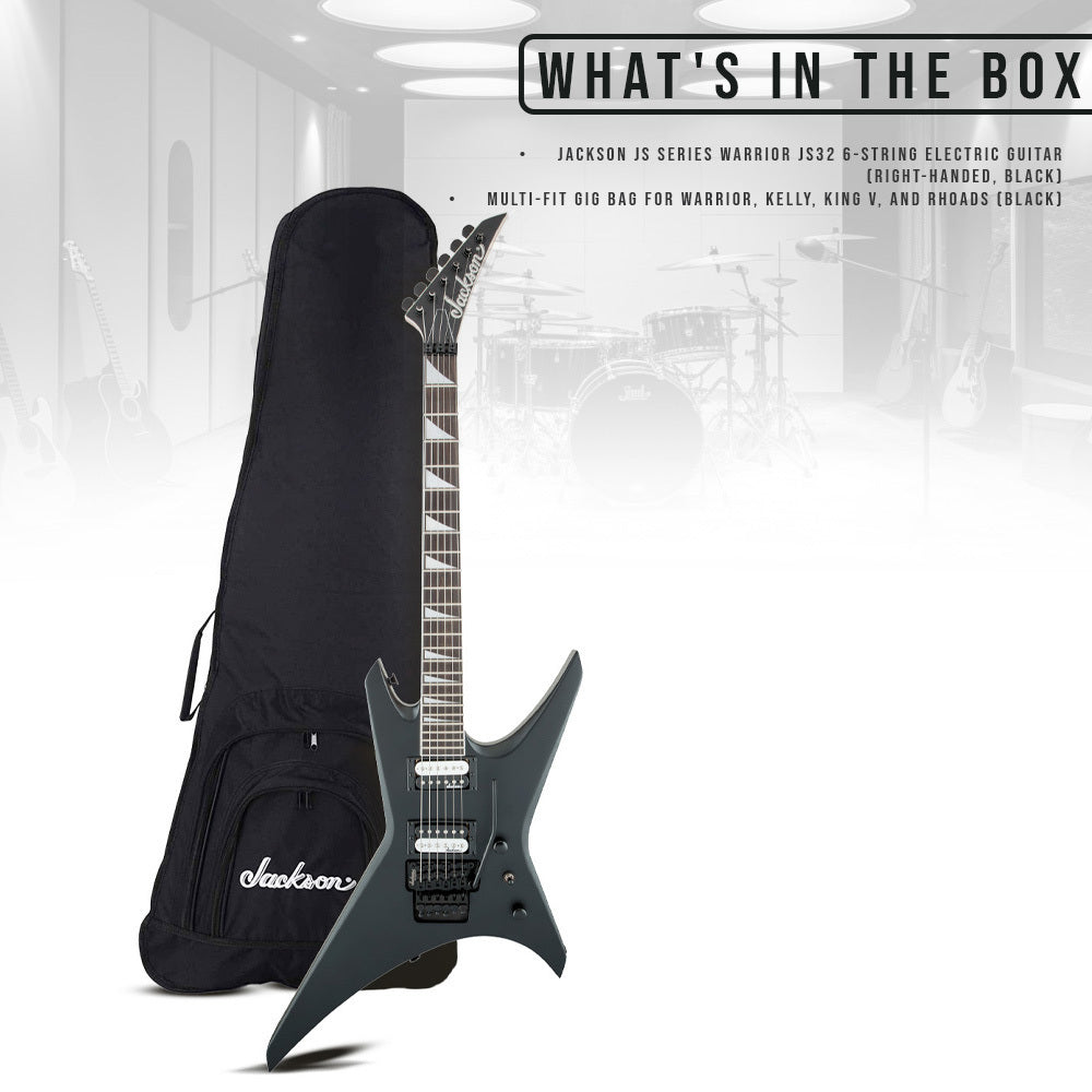 Jackson JS Series Warrior JS32 6 String Black Electric Guitar Bundle