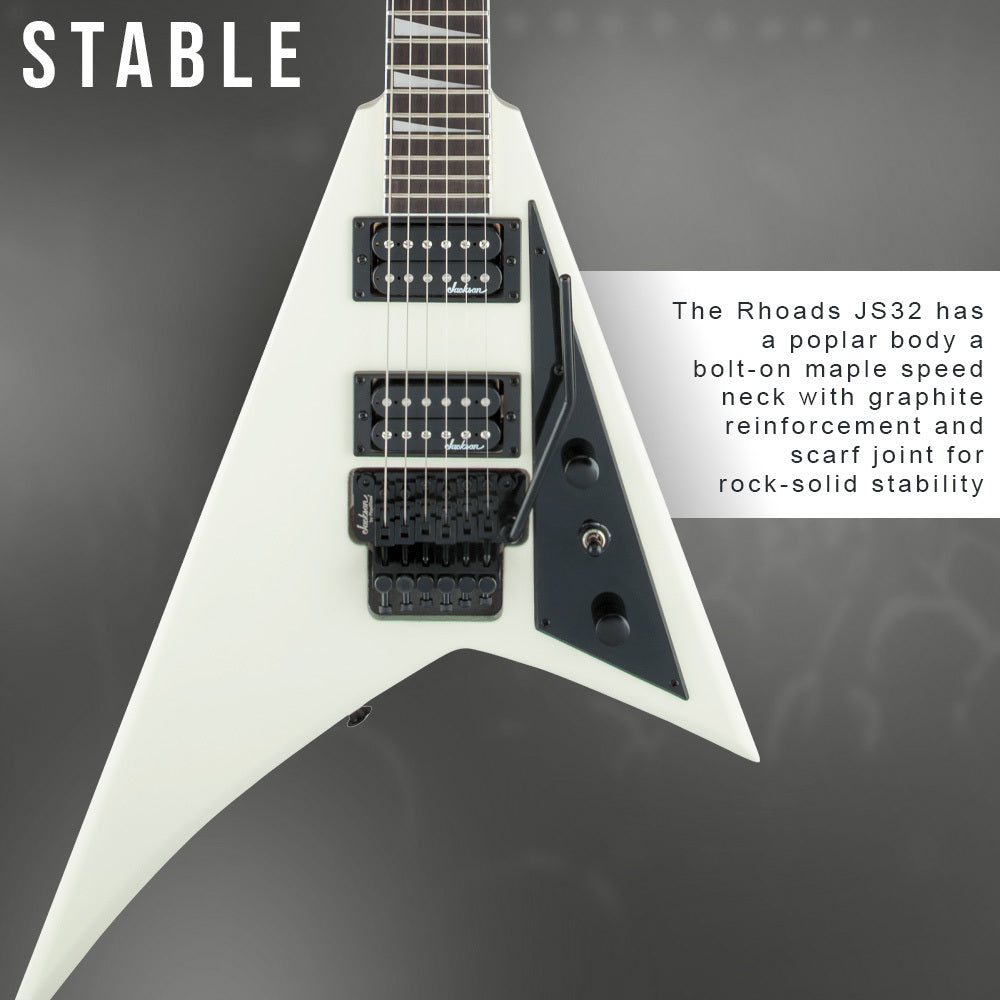 Jackson JS Series Rhoads JS32 6 String Right Handed Ivory Electric Guitar Bundle