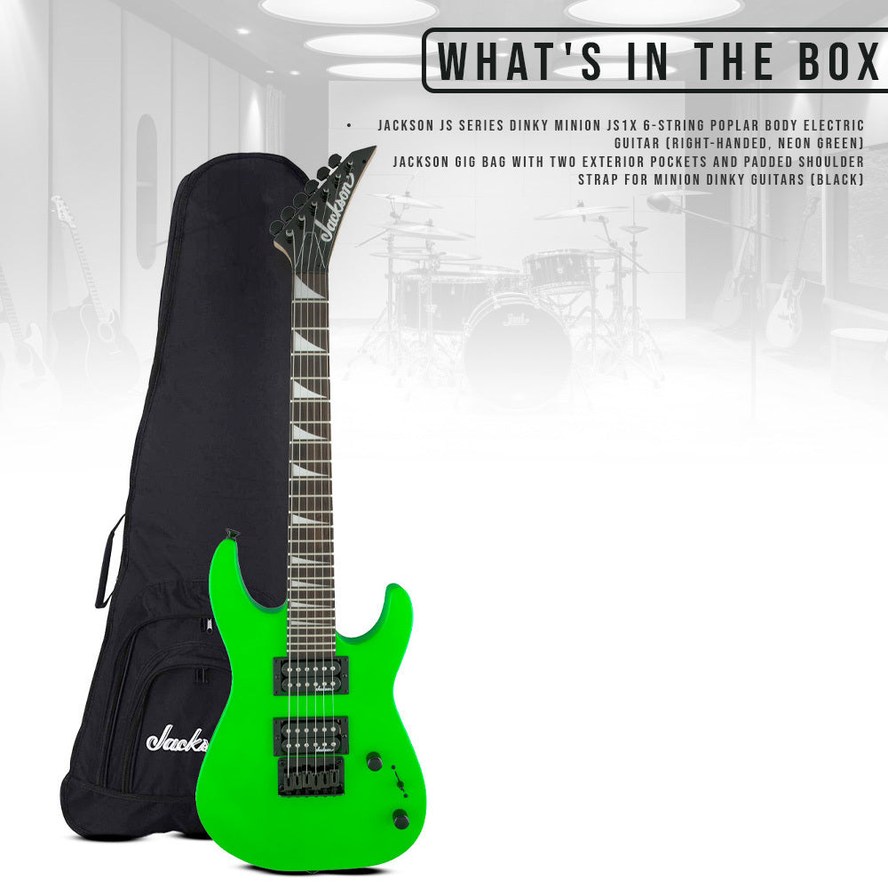 Jackson JS Series Dinky Minion JS1X 6 String Neon Green Electric Guitar Bundle