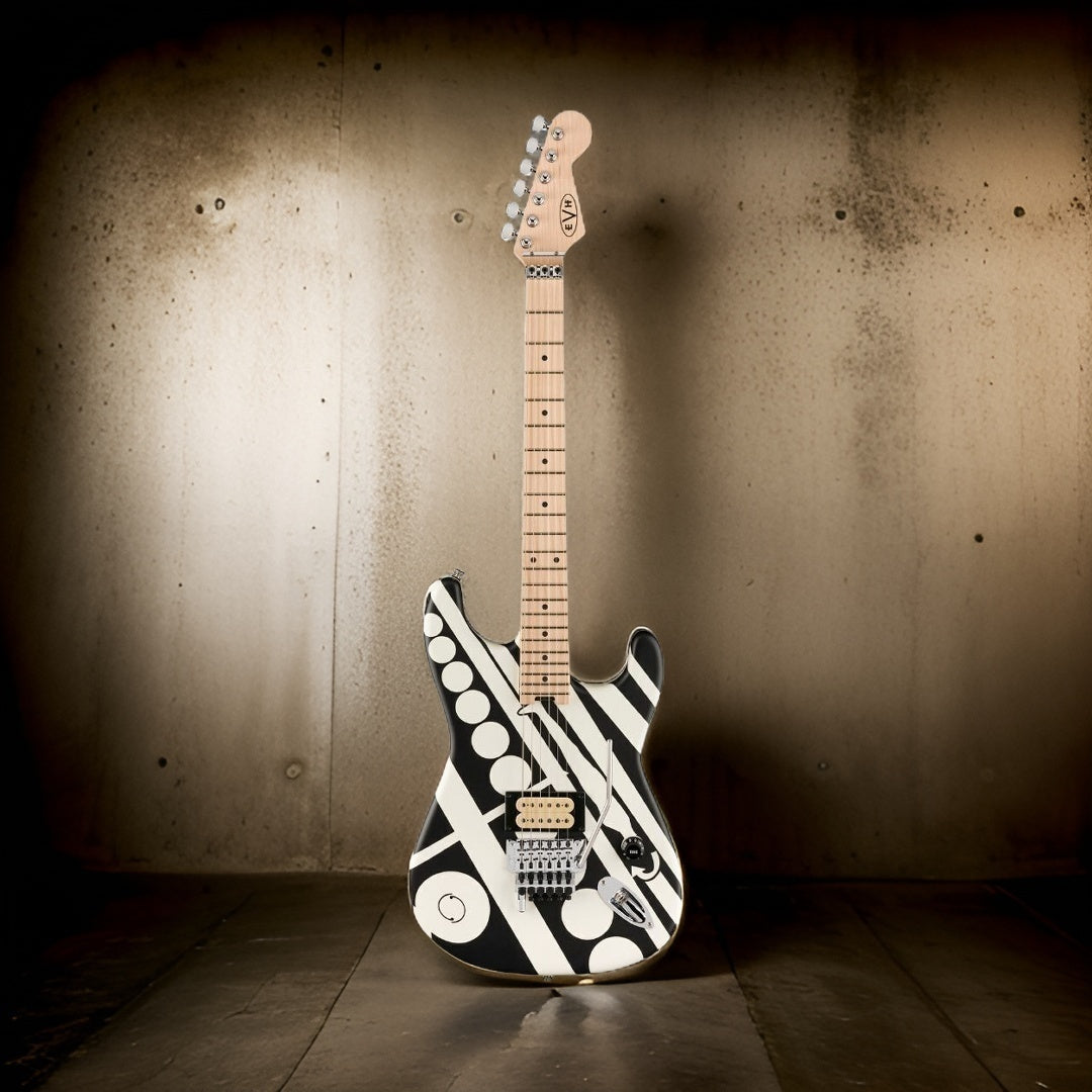 EVH Striped Electric Guitar (Satin Crop Circled) with EVH Hardshell Case