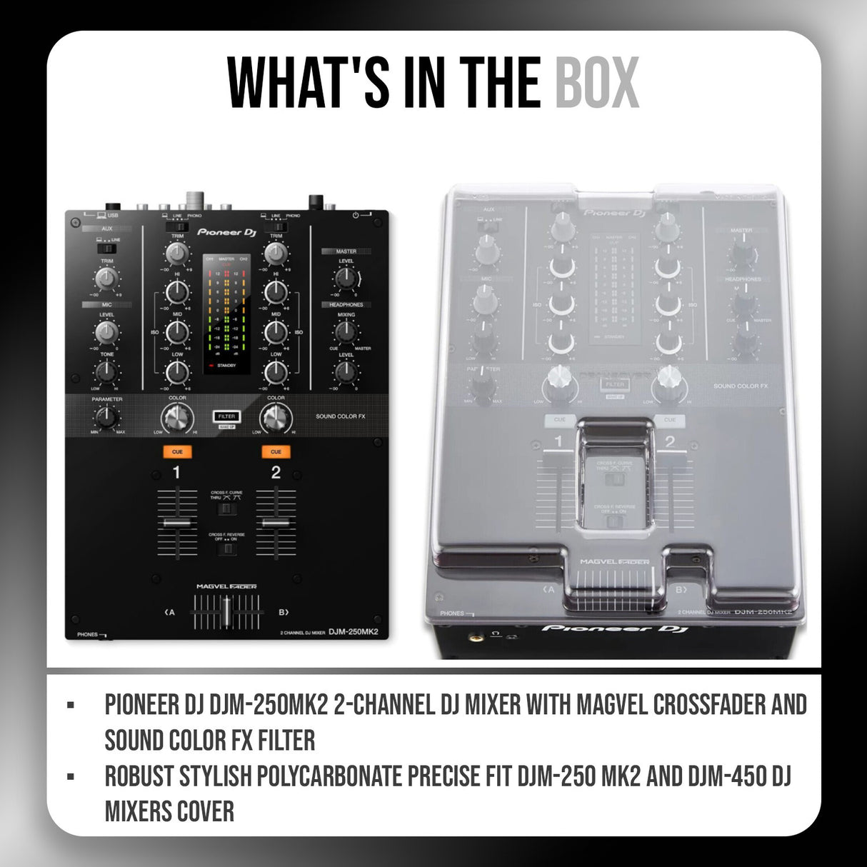 Pioneer DJ DJM 250MK2 2 Channel DJ Mixer with Fit Cover Bundle