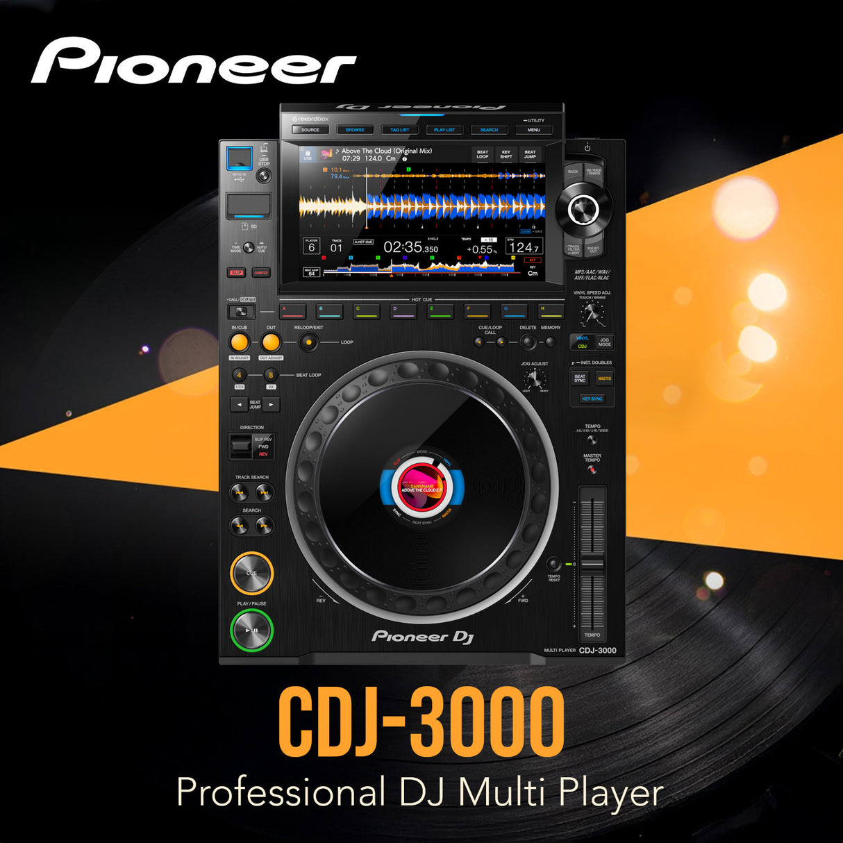 Pioneer DJ CDJ 3000 Professional DJ Black Multi Player and Cover Bundle