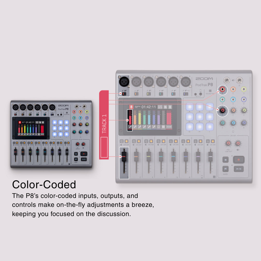 Zoom PodTrak P8 Podcasting Recorder with 1711 6 Case with Foam Interior Bundle