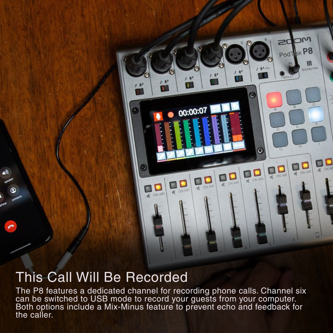 Zoom PodTrak P8 Podcasting Recorder with 1711 6 Case with Foam Interior Bundle