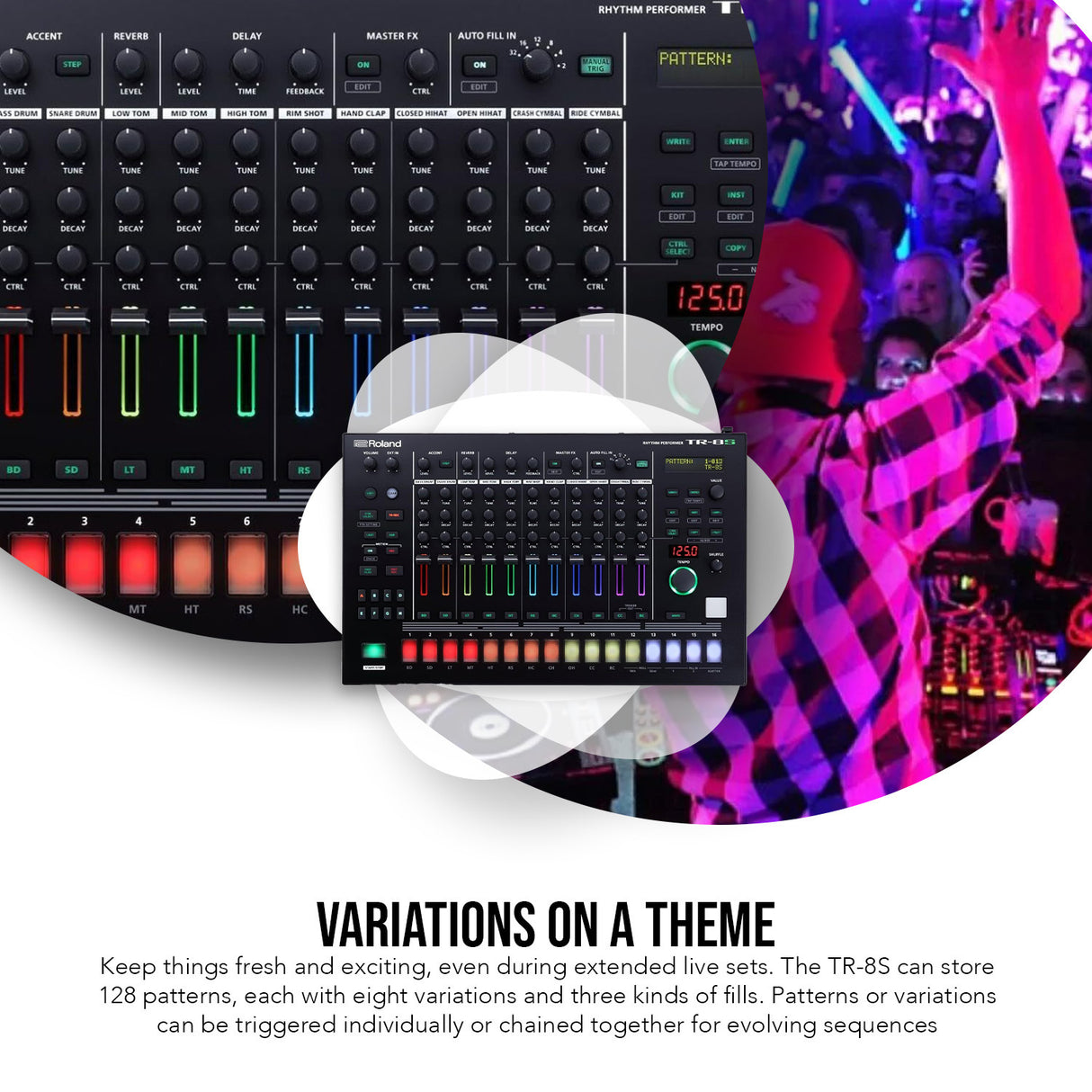 Roland TR 8S Rhythm Performer with 128 User Patterns and FM Sounds Bundle