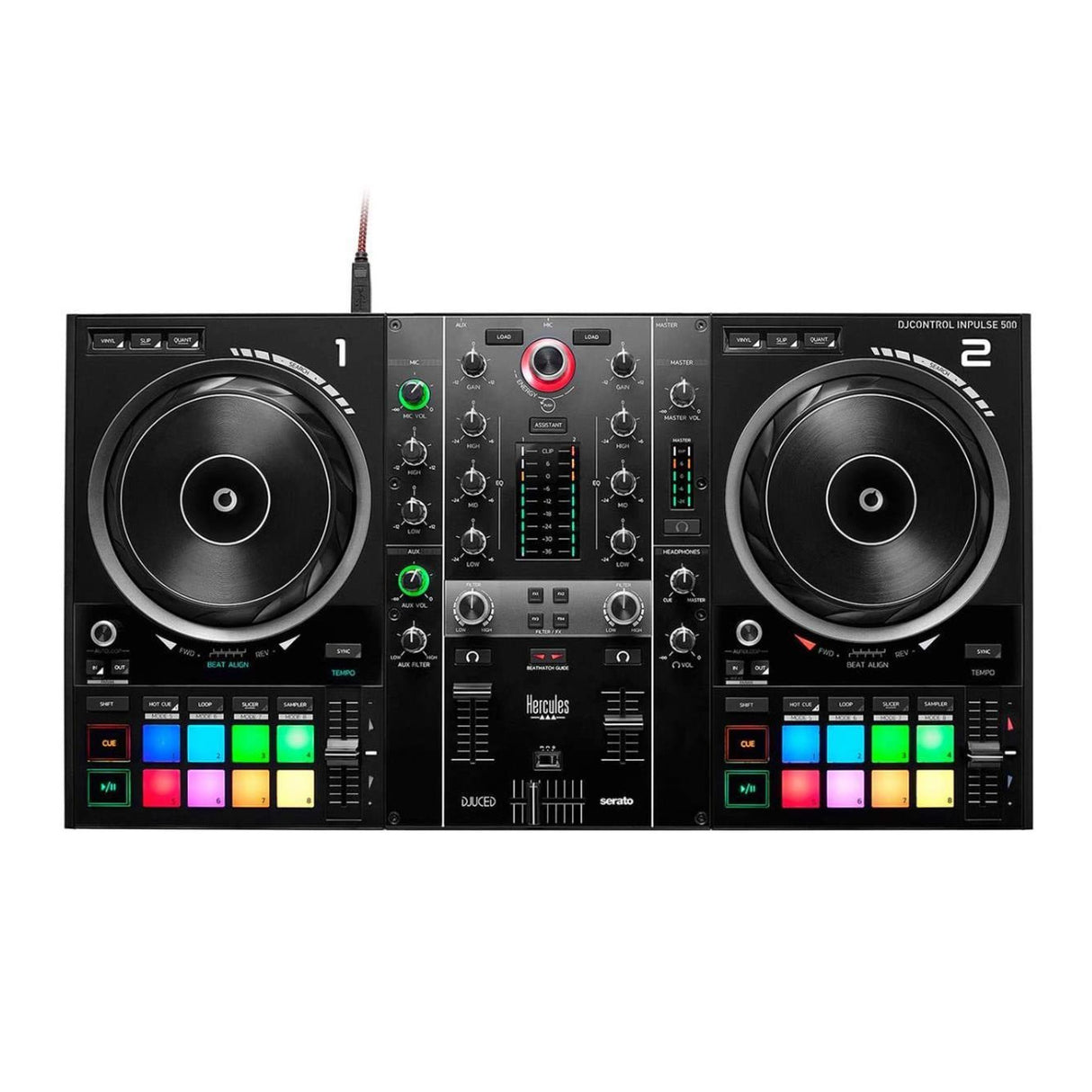 Hercules DJ DJControl Inpulse 500 DJ Controller with Accessories Bundle