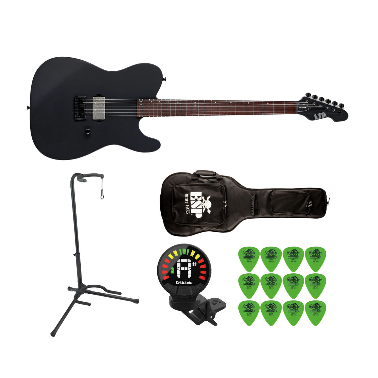 ESP LTD TE-201 Black Satin Guitar Bundle