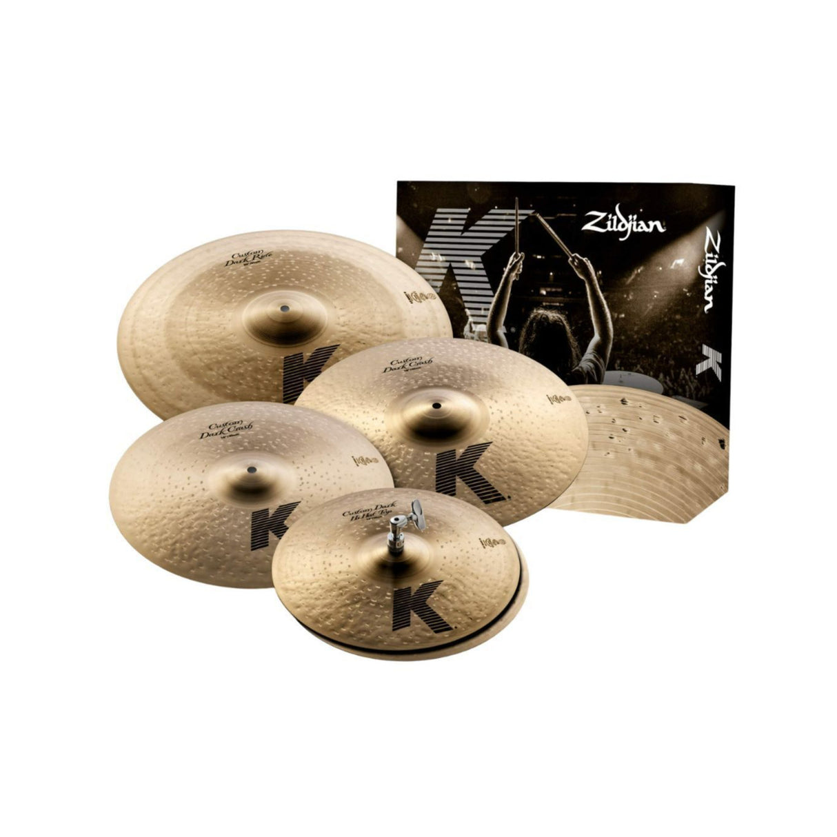 Zildjian K Custom Dark 4-Piece Cymbal Pack SKB Cases CV24W Rolling Cymbal Vault