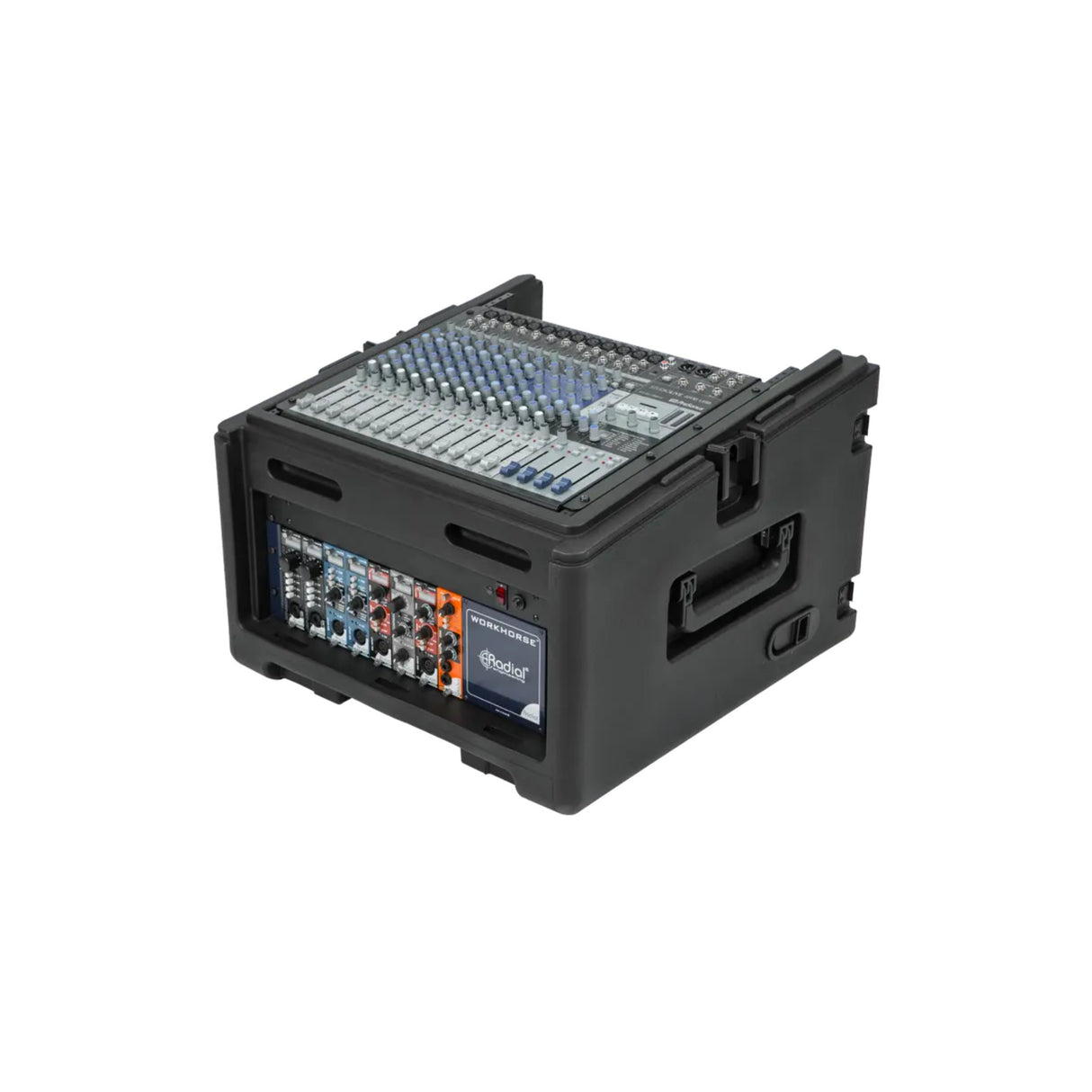 SKB Rolling 10U Top 4U Front Rear Rack Case with Wheels Locking Latches