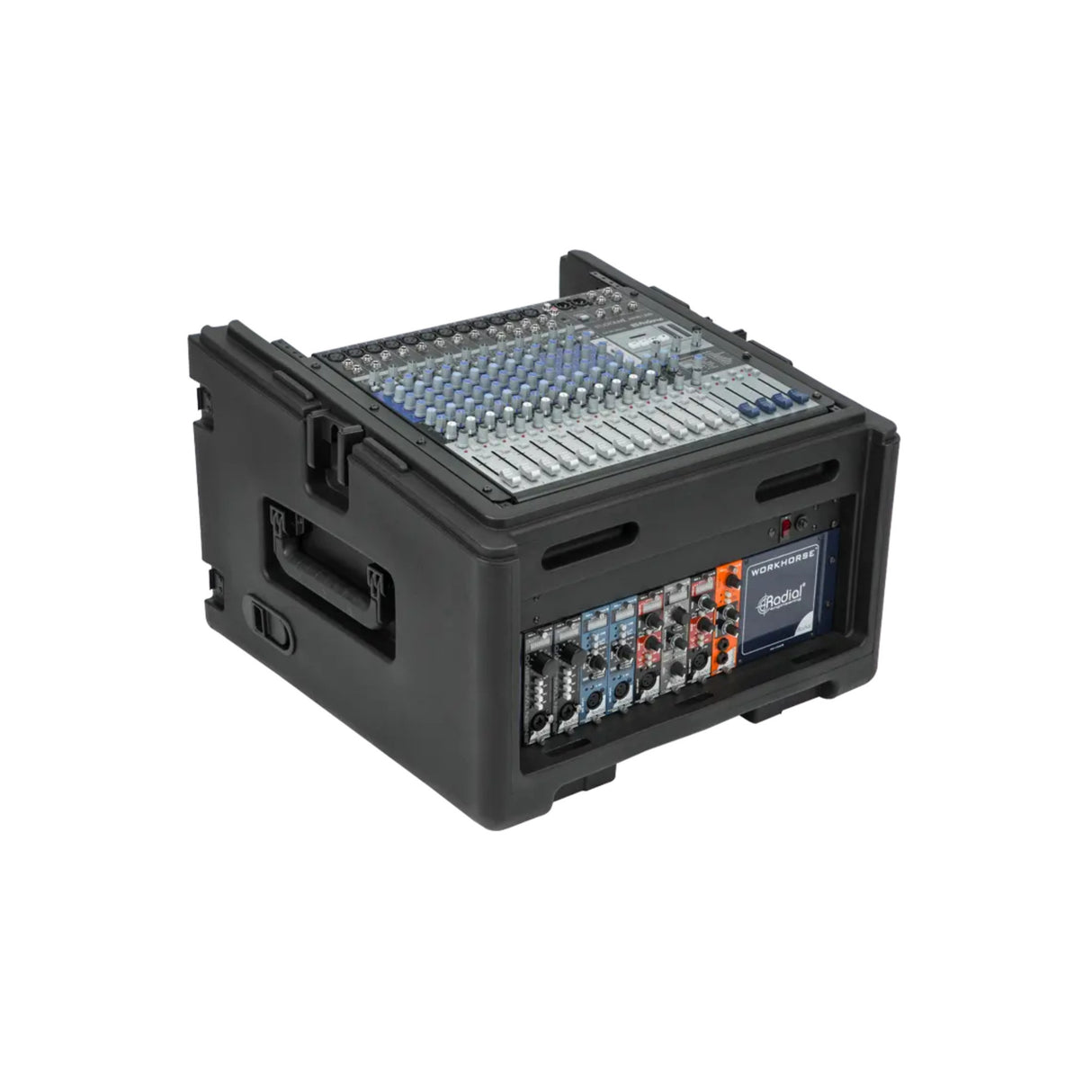 SKB Rolling 10U Top 4U Front Rear Rack Case with Wheels Locking Latches