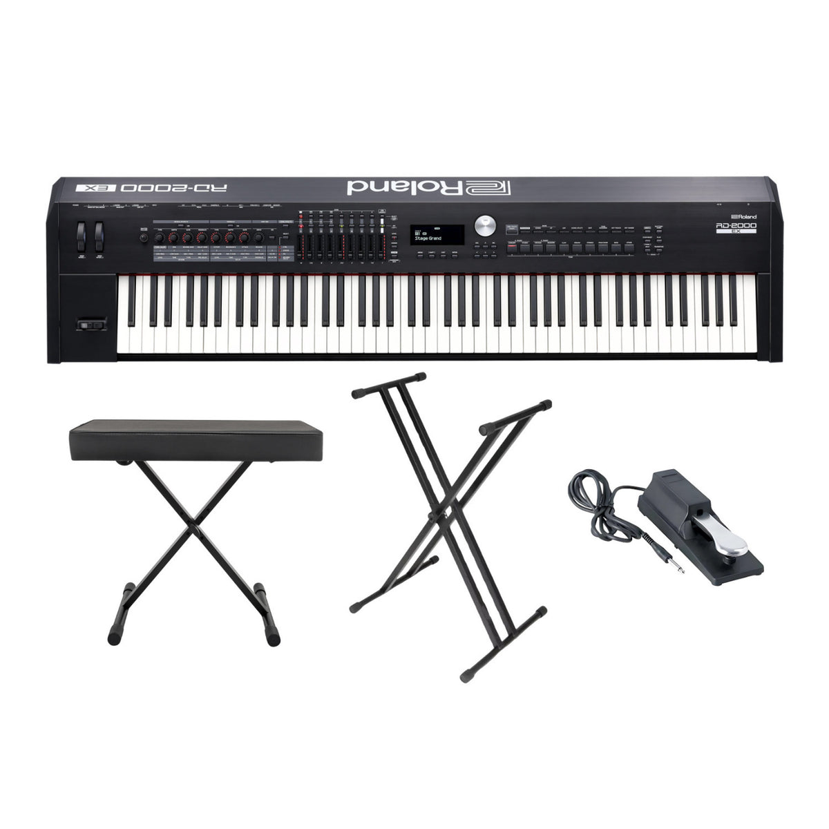 Roland RD-2000 EX 88-Key Digital Bundle with Workstation Essentials (4 items) (Open Box)