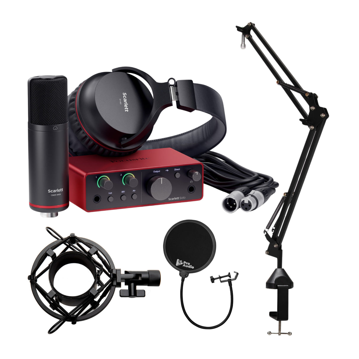 Focusrite Scarlett Solo Studio 4th Gen USB Audio Interface w/Accessories Bundle