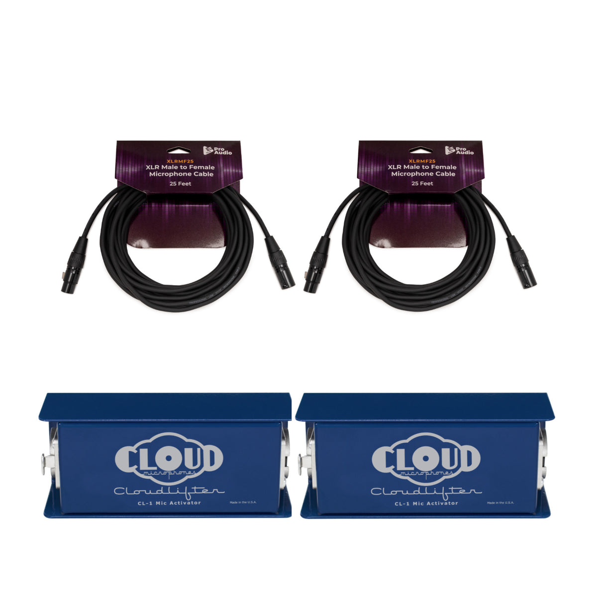 Cloud Microphones Cloudlifter CL-1 Mic Activator (2-Pack) with 2x XLR Cables