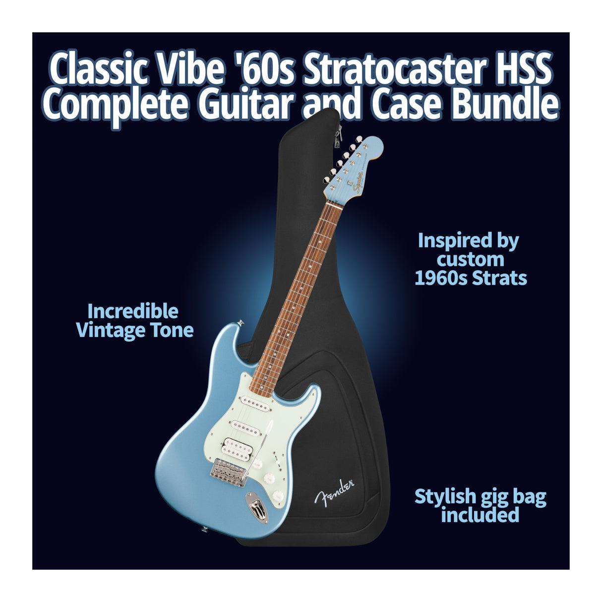 Fender Squier LE Classic Vibe '60s Stratocaster HSS Guitar (Ice Blue) and Bag