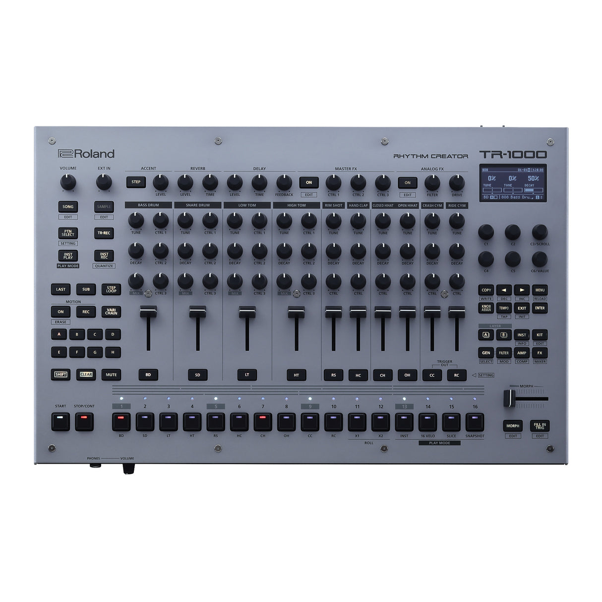 Roland TR-1000 Drum Machine with Multi-Layer Step Sequencer and Built-In Sampler