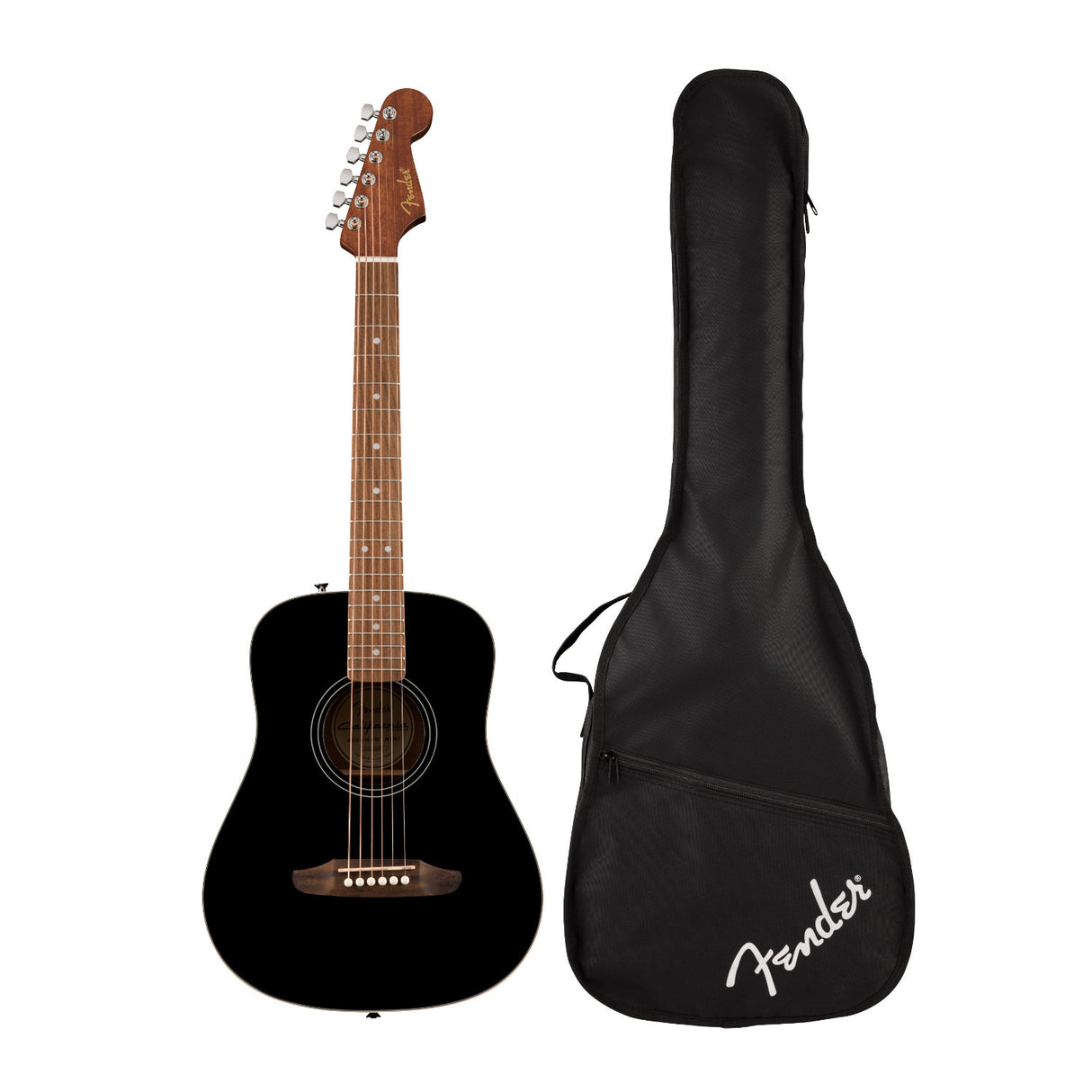 Fender California Standard Redondo Mini Acoustic Guitar with Bag (Black)
