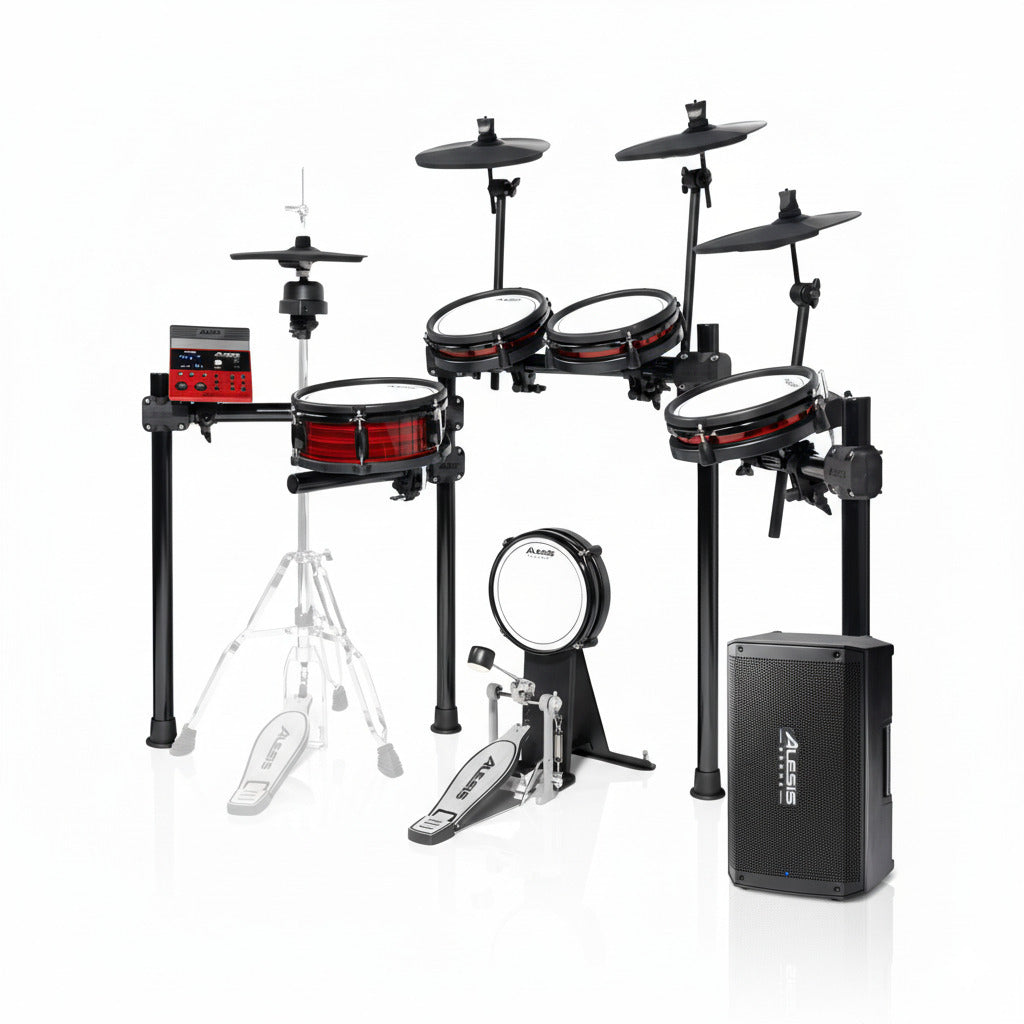 Alesis Nitro 9-Piece Professional Electronic Drum Kit Bundle with Amplifier
