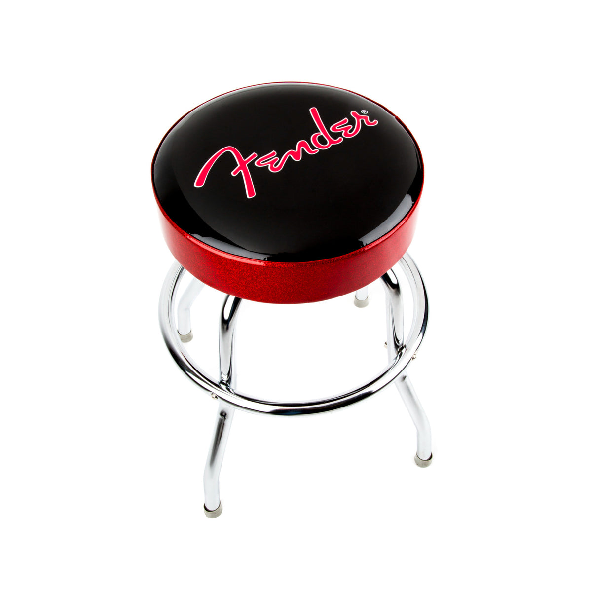 Fender Red Sparkle Logo 24-inch Barstool - Durable Steel Frame (Black and Red)