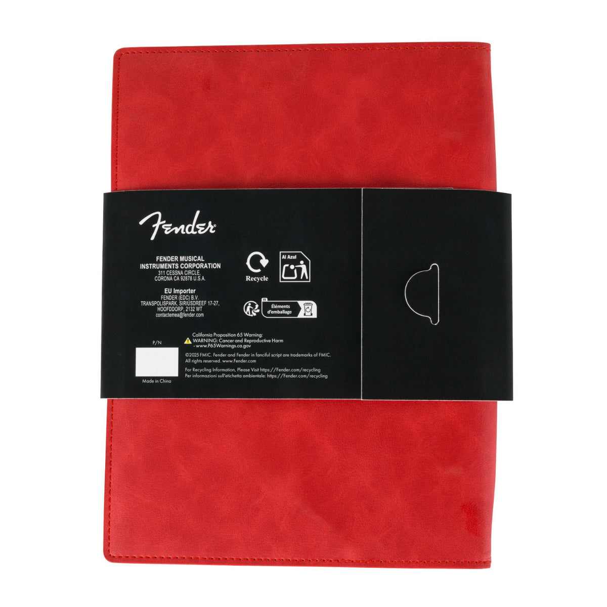 Fender Vegan Leather Music Note Book with Pen Holder for Songwriting & Composition (Dakota Red)