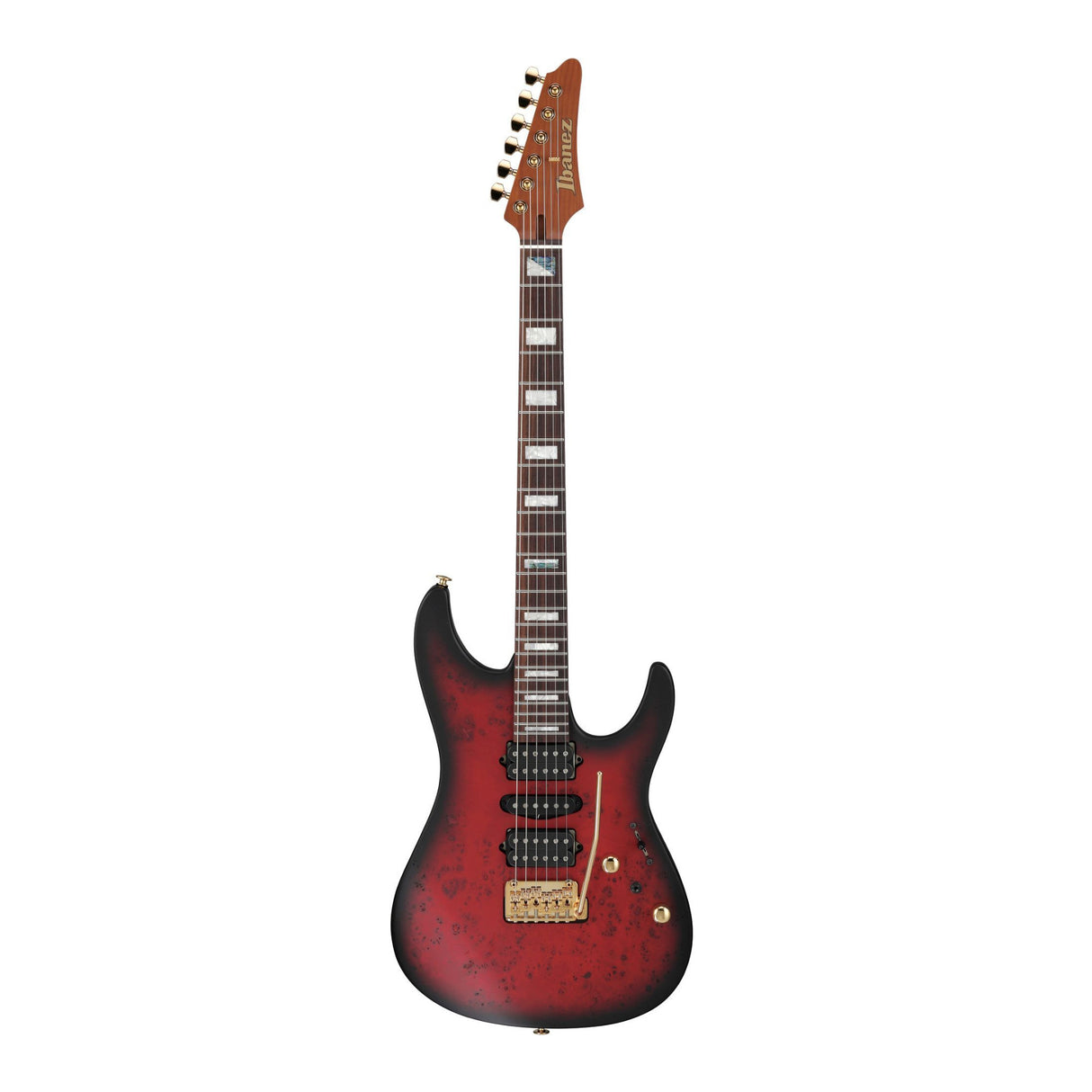 Ibanez Kiko Loureiro Electric Guitar with Hard Case (Ruby Red Sunburst Flat)
