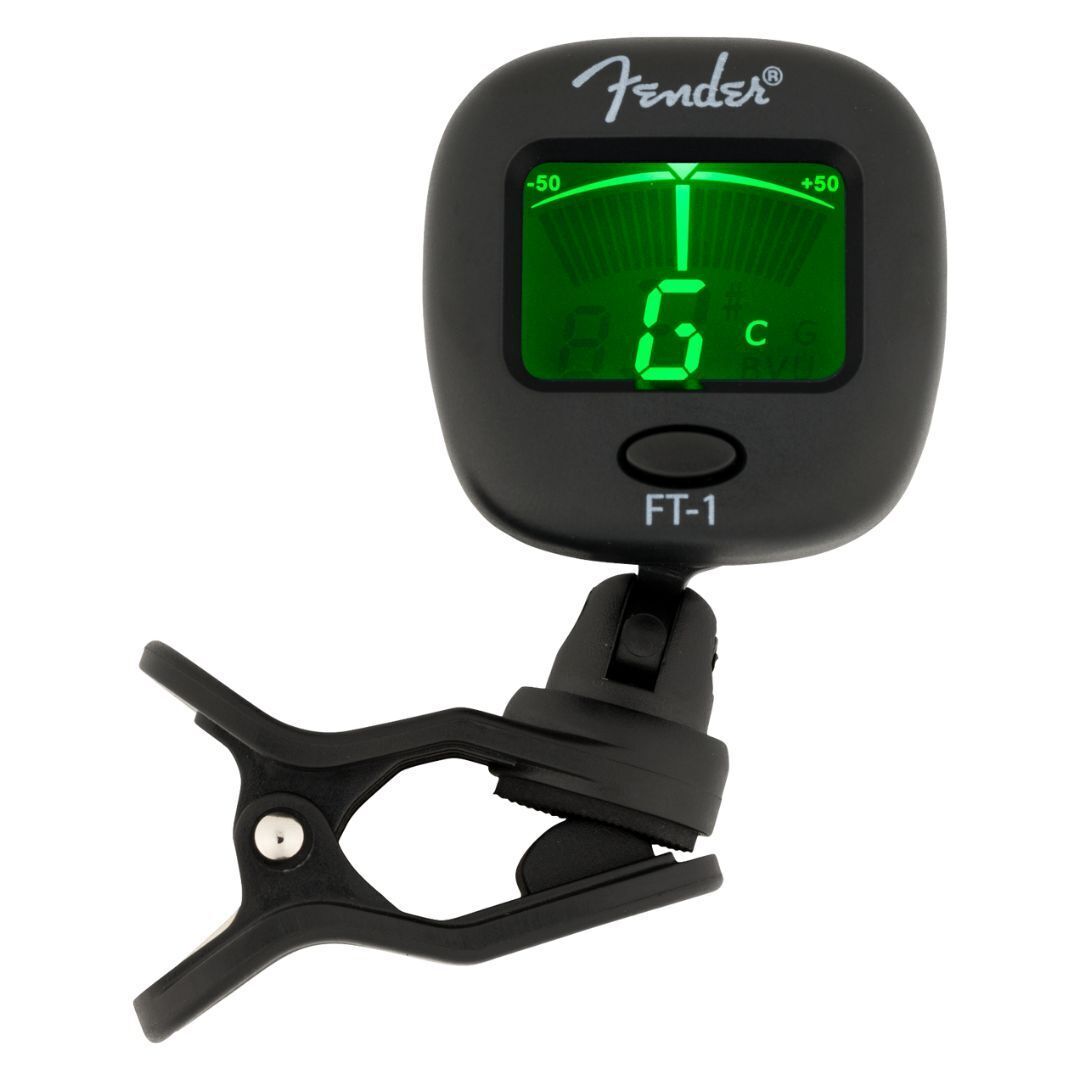 Fender FT 1 Pro Multi Function Clip On Black Tuner for Guitar Bass and Ukulele