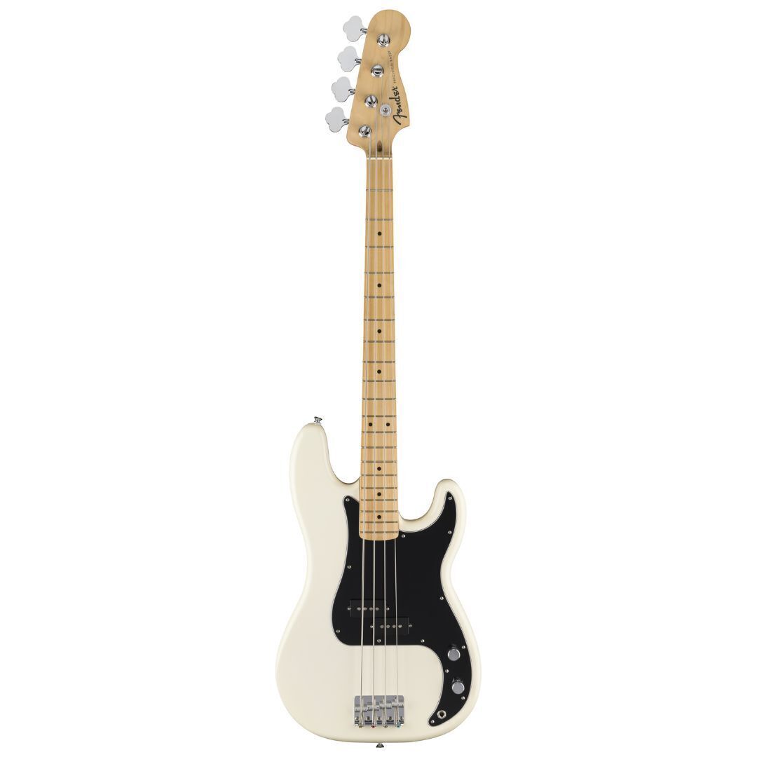 Fender Standard Precision Bass, Maple Fingerboard, Black Pickguard,Olympic White