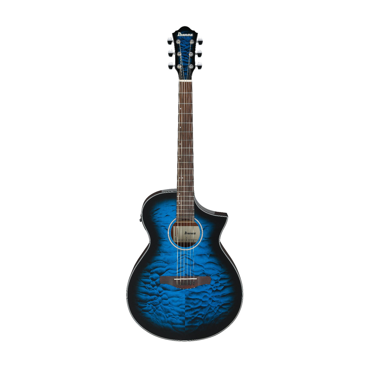 Ibanez AEWC16QA 6-String Acoustic-Electric Guitar (Transparent Blue Sunburst)