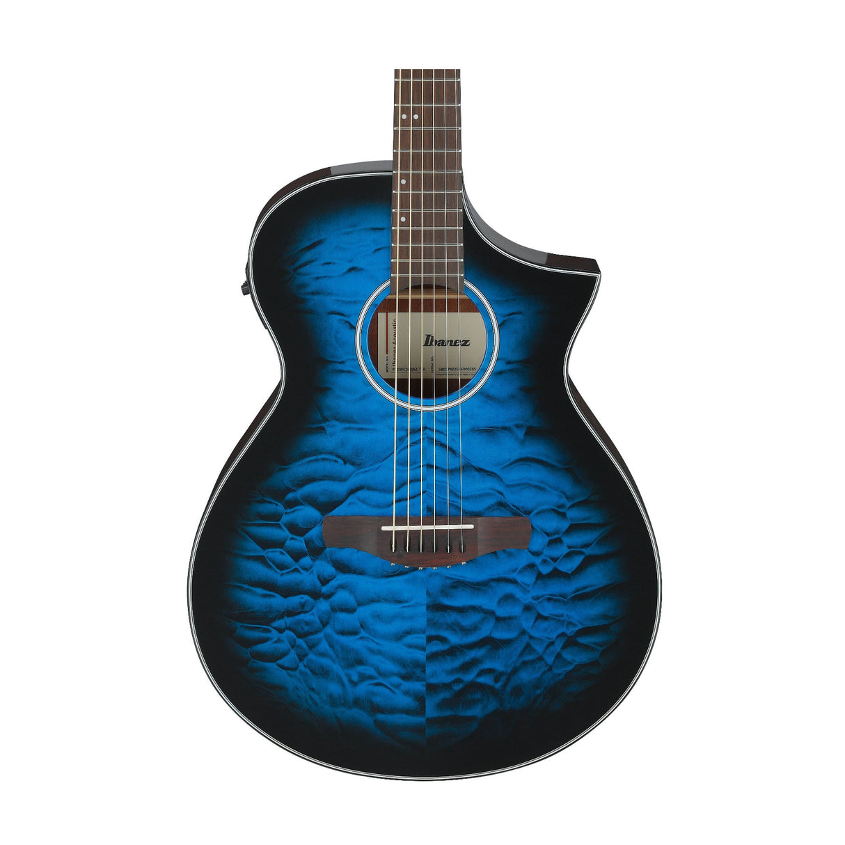 Ibanez AEWC16QA 6-String Acoustic-Electric Guitar (Transparent Blue Sunburst)