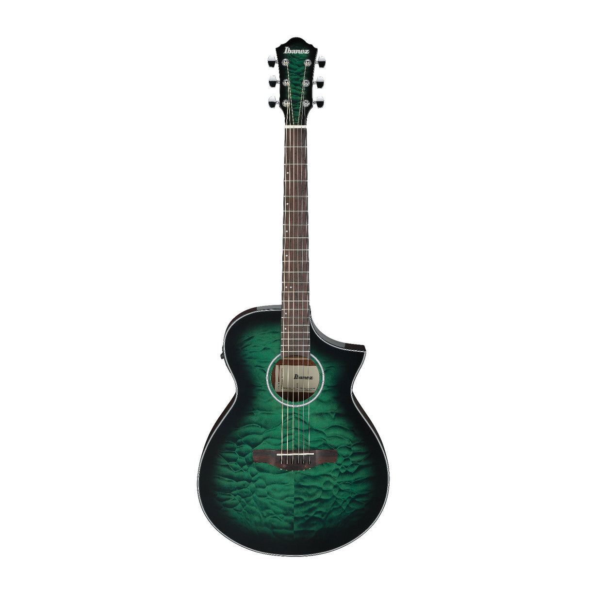 Ibanez AEWC16QA 6-String Acoustic-Electric Guitar (Transparent Emerald Burst)