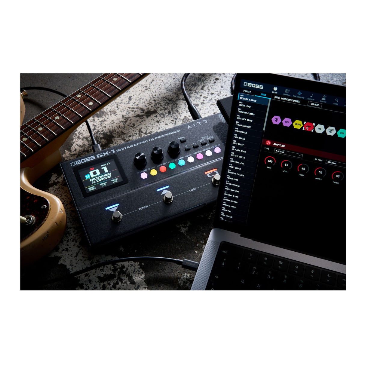 BOSS GX-1 Portable Guitar Effects Processor - 140+ Effects, 23 Amp Types