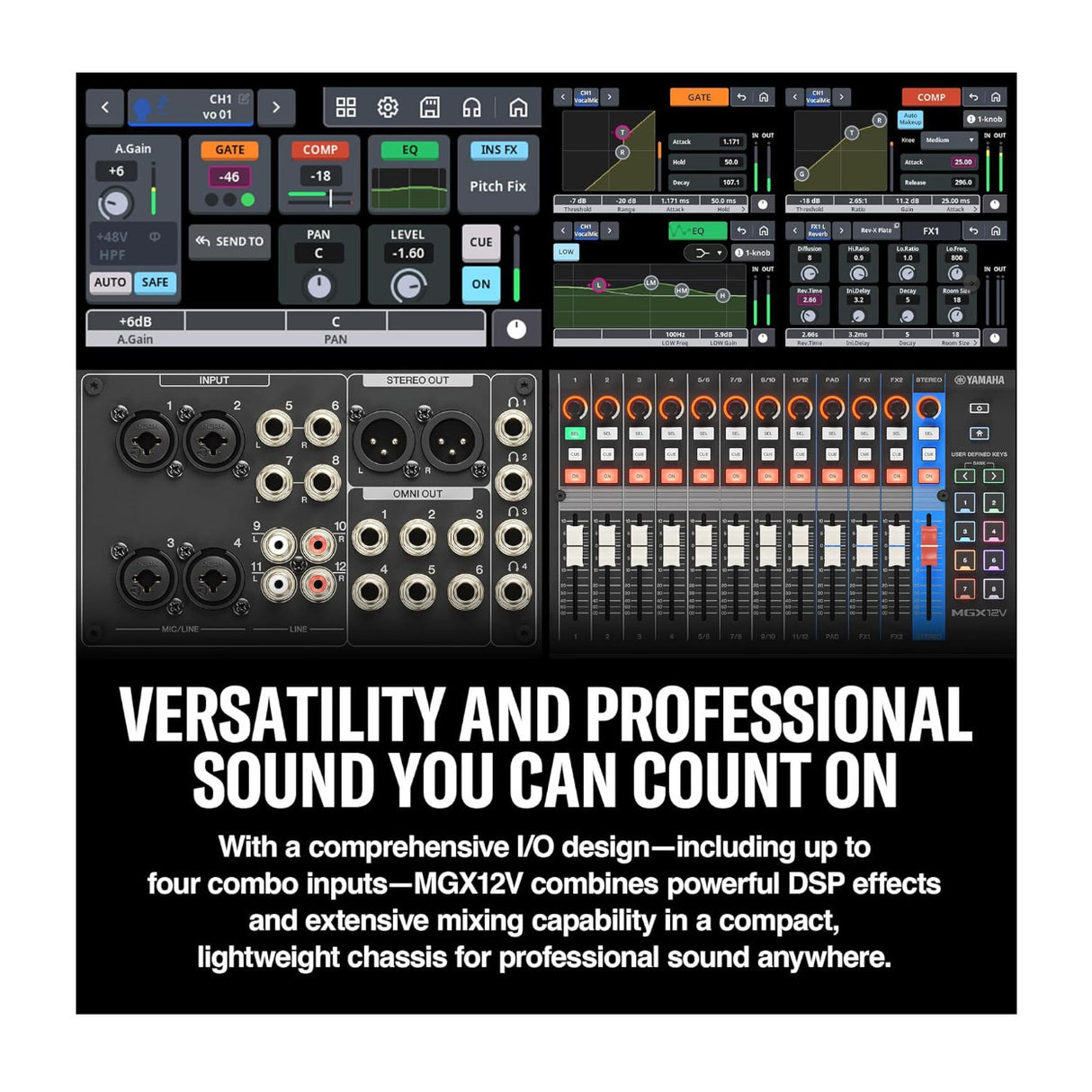 Yamaha MGX12 18ch Digital Mixing Console Dual USB-C Audio Interface (Black)