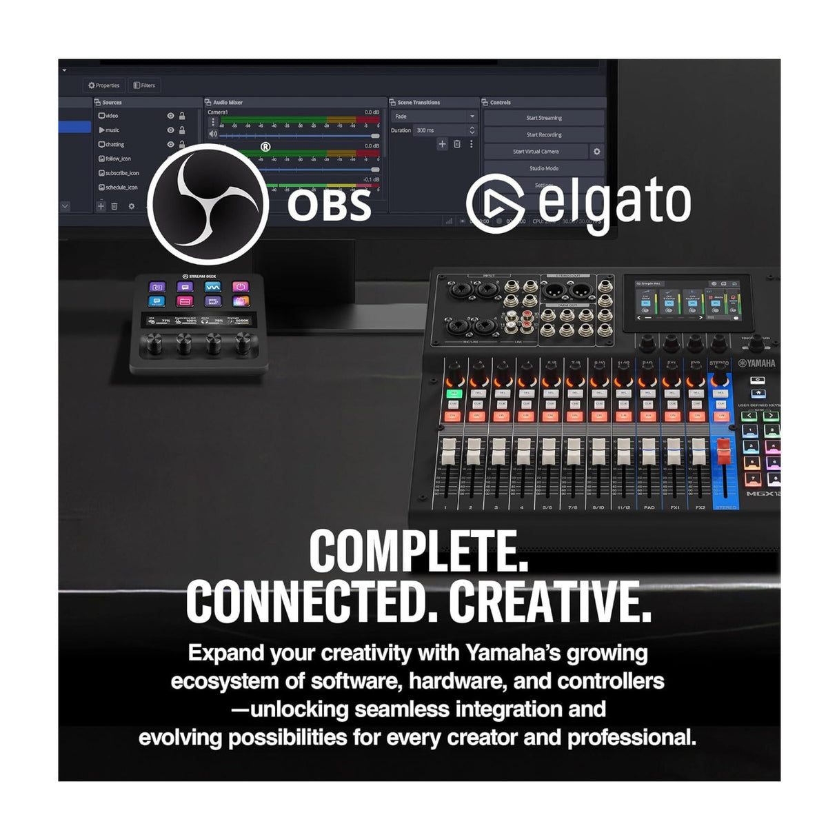 Yamaha MGX12 18ch Digital Mixing Console Dual USB-C Audio Interface (Black)