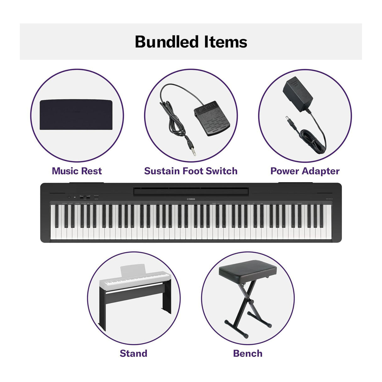 Yamaha P143LXB Digital Piano Home Bundle (Black)