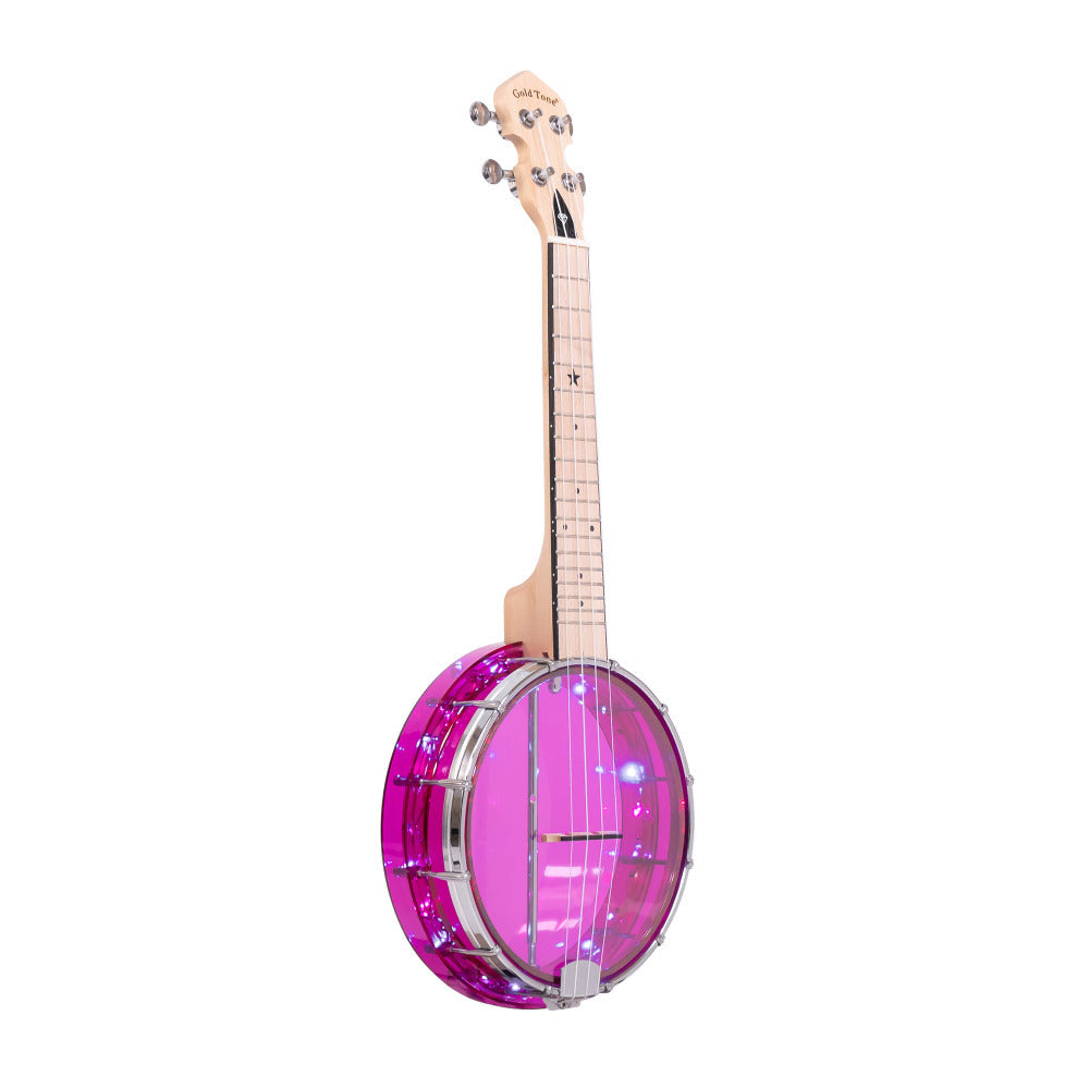 Gold Tone Lightup Little Gem See-Through Banjo-Ukuleles with Lights (Amethyst)