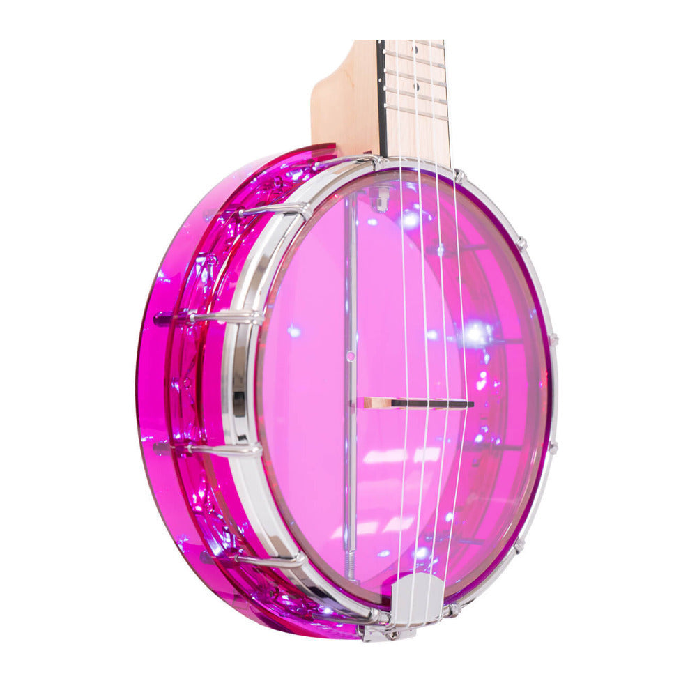 Gold Tone Lightup Little Gem See-Through Banjo-Ukuleles with Lights (Amethyst)
