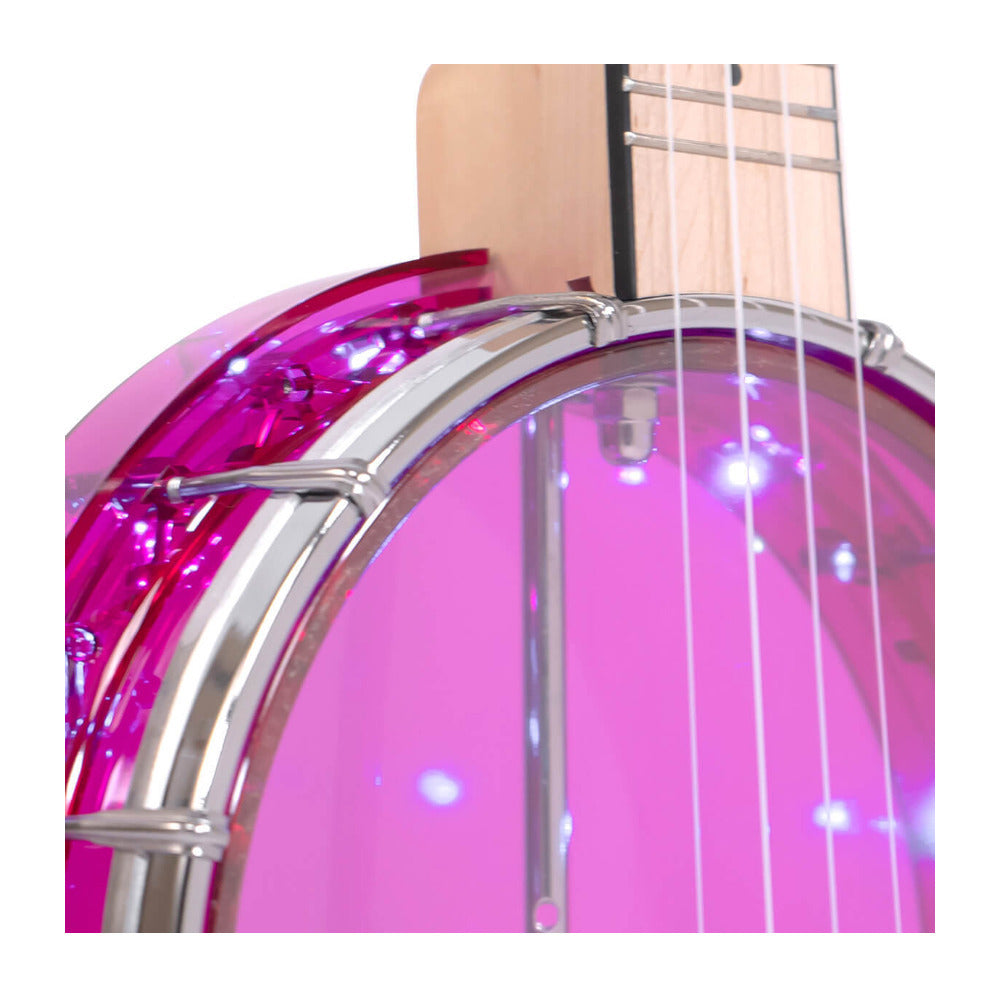 Gold Tone Lightup Little Gem See-Through Banjo-Ukuleles with Lights (Amethyst)