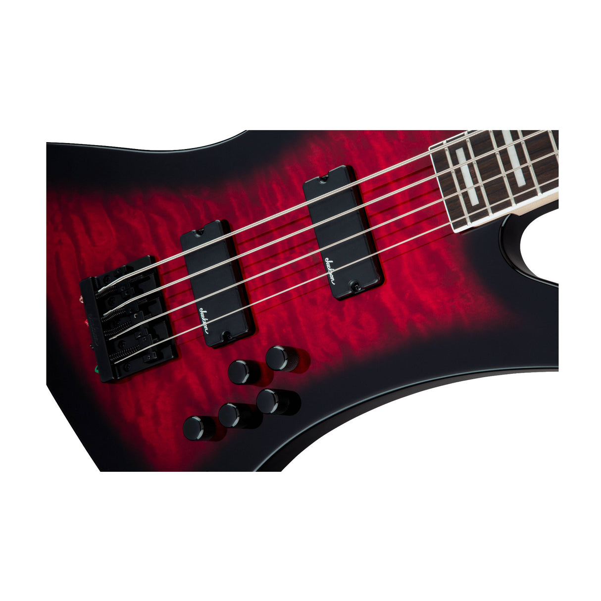 Jackson JS Series Kelly Bird JS3Q 4-String Bass Guitar (Transparent Red Burst)