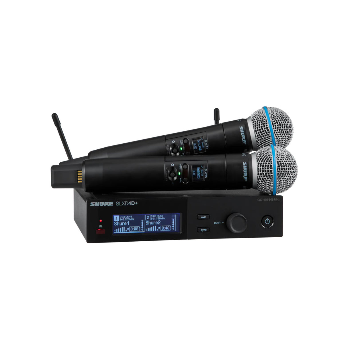 Shure SLXD24D+/B58 Dual Wireless System with 2 SLXD2+/B58 Handheld Transmitters